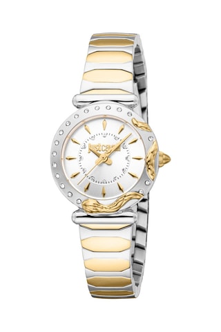 Stalen Quartz Horloge met Tsjechische Kristallen Stella - Goudkleurig en Zilverkleurig