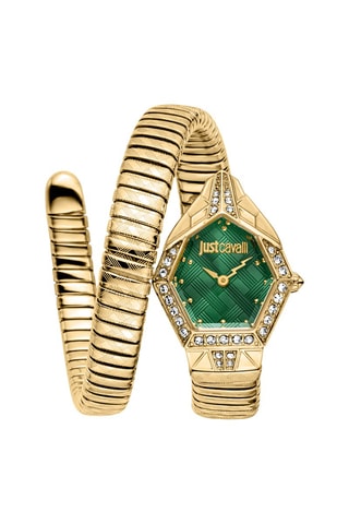 Stalen Quartz Horloge - Goudkleurig en Groen