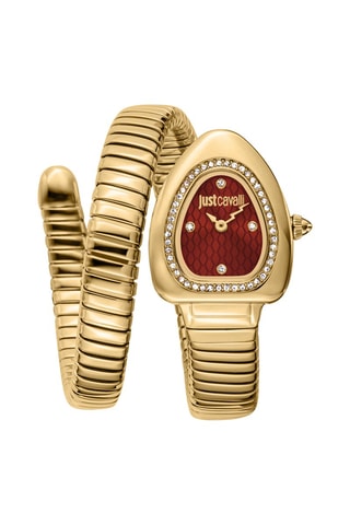 Stalen Quartz Horloge - Goudkleurig en Rood