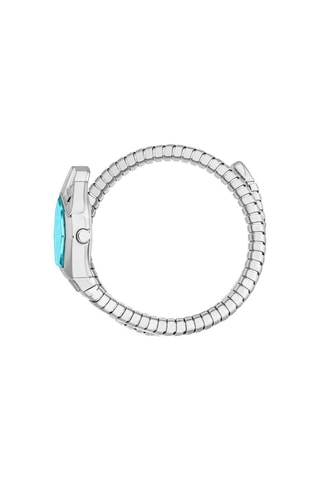 Stalen Quartz Horloge met Tsjechische Kristallen Gemma - Zilverkleurig en Lichtblauw