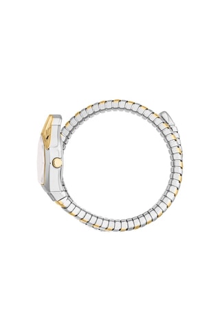 Stalen Quartz Horloge met Parelmoer en Tsjechische Kristallen Gemma - Goudkleurig en Zilverkleurig