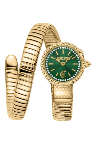 Stalen Quartz Horloge - Goudkleurig en Groen