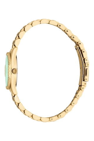 Stalen Quartz Horloge - Goudkleurig en Groen