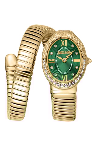 Stalen Quartz Horloge - Goudkleurig en Groen