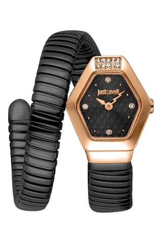 Stalen Quartz Horloge - Zwart en Roségoudkleurig