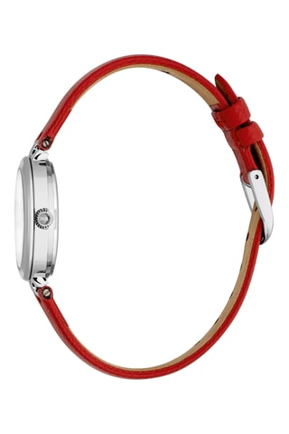 Leren Quartz Horloge - Rood en Zilverkleurig