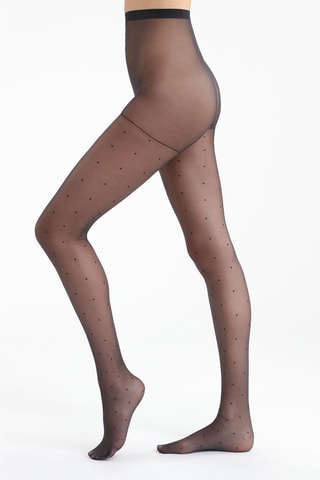 3 collant Style Effet plumetis - 15 denari - Nero 