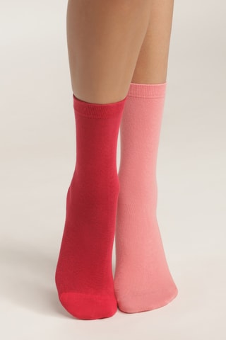 8 paia di calze Coton - Rosa e rosso