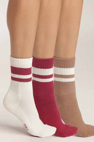 3 paia di calze Sport - Bianco, bordeaux e marrone chiaro
