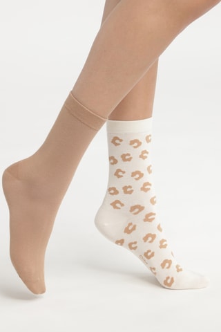 8 paia di calze Bambou - Marrone chiaro e bianco