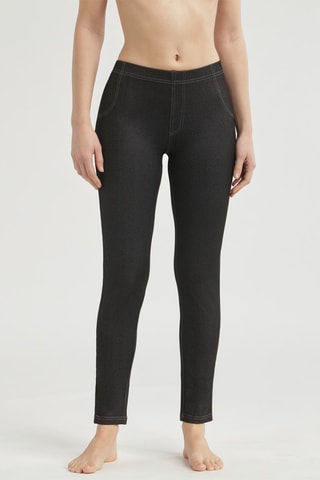 Leggings Relax & Go coton effetto jeans - Nero