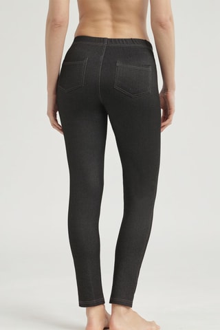 Leggings Relax & Go coton effetto jeans - Nero