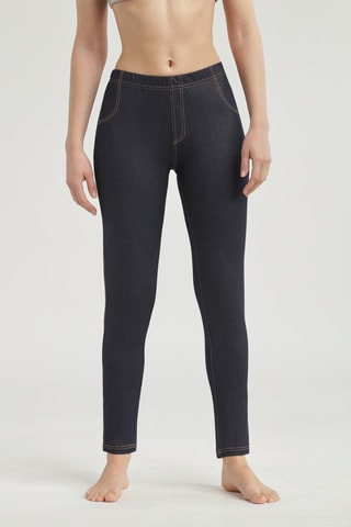 Leggings Relax & Go coton effetto jeans - Navy
