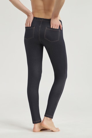 Leggings Relax & Go coton effetto jeans - Navy