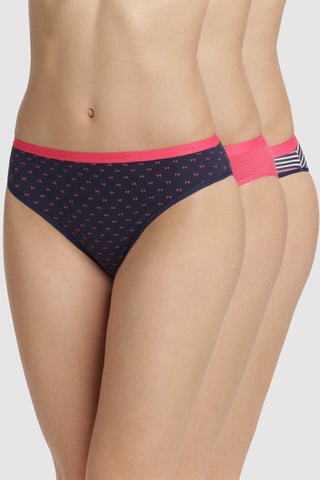 3 slip Les Pockets - Rosa e navy