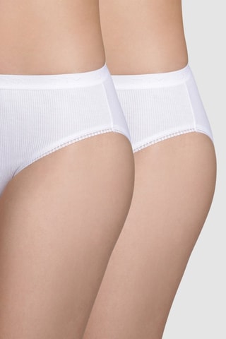 2 slip a costine Pur Coton - Bianco