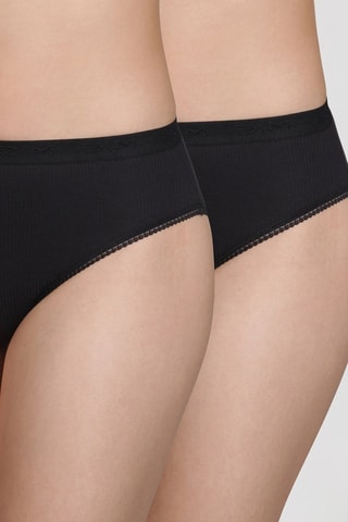 2 slip a costine Pur Coton - Nero