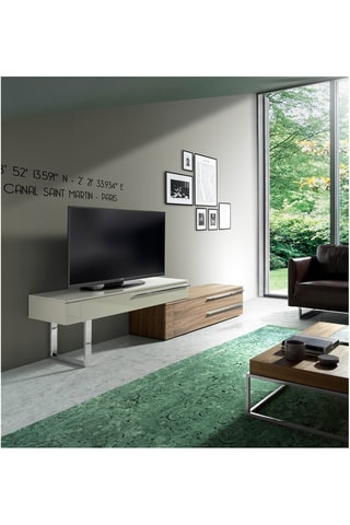 Móvel TV com 3 gavetas Branco e natural