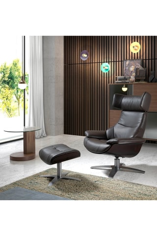 Apoio para os pés - Castanho-escuro - Em couro