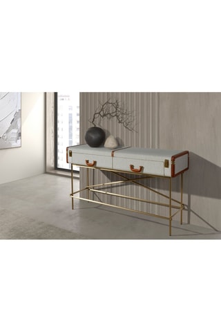 Consola 2 gavetas em madeira - 141 x 81 x 45 cm