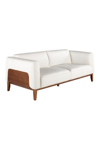 Sofá - Branco e castanho - 3 lugares - Em couro de vaca