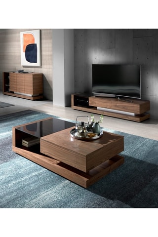 Mesa de centro - Imitação de nogueira e preto - 130 x 70 x 36 cm