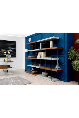 Biblioteca Imitação nogueira e cinzento-claro