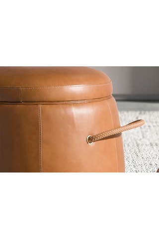 Pouf 2-en-1 - Camel - En cuir
