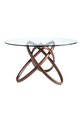 Table à manger en verre et frêne - 130 x 75 x 130 cm