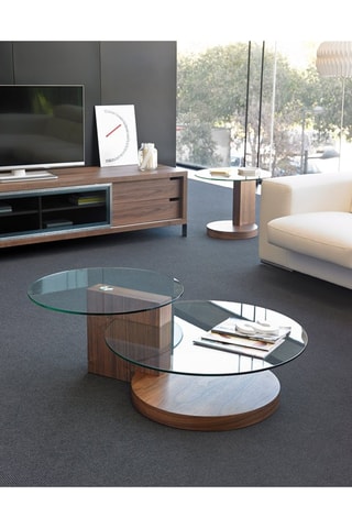 Mesa de centro Imitação nogueira e transparente