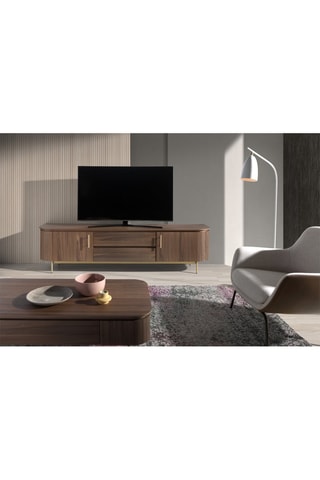 Móvel TV 2 portas em nogueira - Natural - 220 x 55 x 45 cm