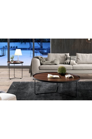 Mesa de apoio em madeira placada nogueira - 50 x 50 x 50 cm