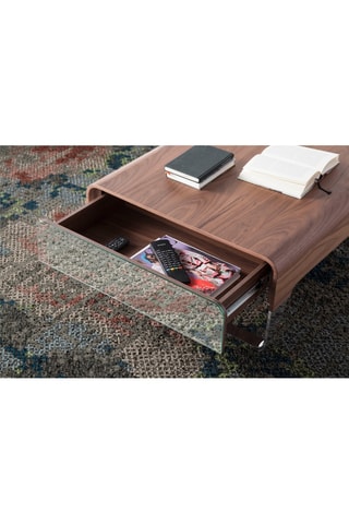 Mesa de centro Imitação nogueira e transparente