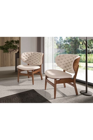 Cadeirão - Bege e natural - Efeito couro