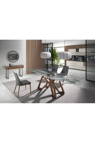 Consola com 2 gavetas em madeira placada a nogueira - 120 x 76 x 40 cm