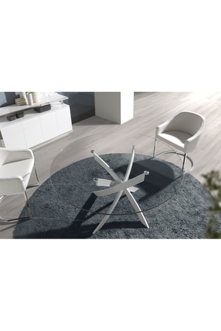 Table à manger - Plateau en verre - 110 x 75 x 110 cm