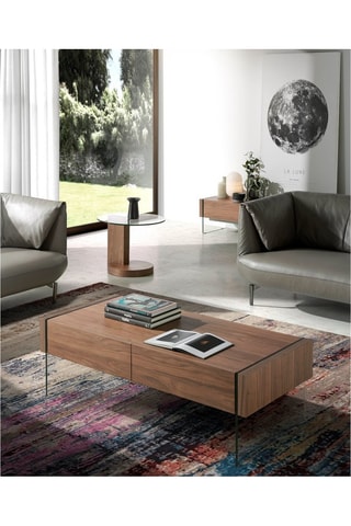 Mesa de apoio Imitação nogueira e transparente