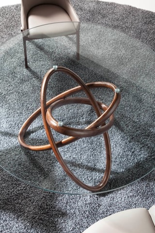 Table à manger en verre et frêne - 150 x 75 x 150 cm