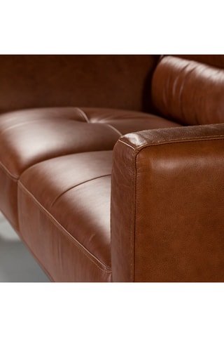 Sofá em couro - Castanho - 3 lugares