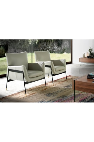 Cadeirão - Cinzento-pérola e preto - Em couro