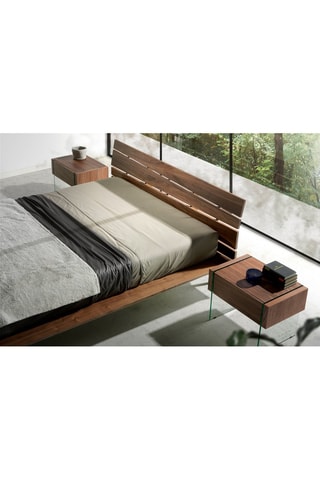 Mesa de cabeceira Imitação nogueira e transparente