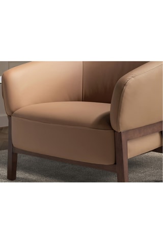 Fauteuil - Beige - Revêtement en cuir