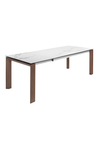 Table à manger extensible en porcelaine et bois plaqué noyer