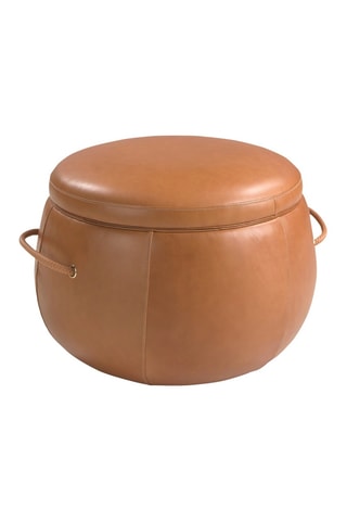 Pouf 2-en-1 - Camel - En cuir