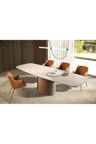 Mesa de refeição extensível em mármore - 180 x 100 x 76 cm