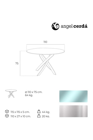 Table à manger en verre - 110 x 110 x 75 cm