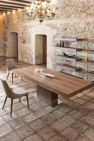 Table à manger extensible - Imitation noyer - 180 à 240 cm