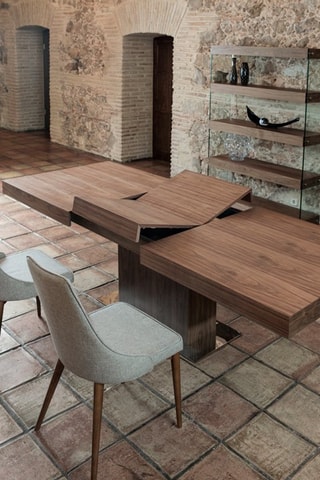 Table à manger extensible - Imitation noyer - 180 à 240 cm