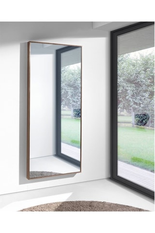 Espelho de parede retangular - Imitação de nogueira - 88 x 8 x 200 cm