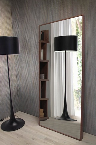 Espelho de parede retangular - Imitação de nogueira - 88 x 8 x 200 cm